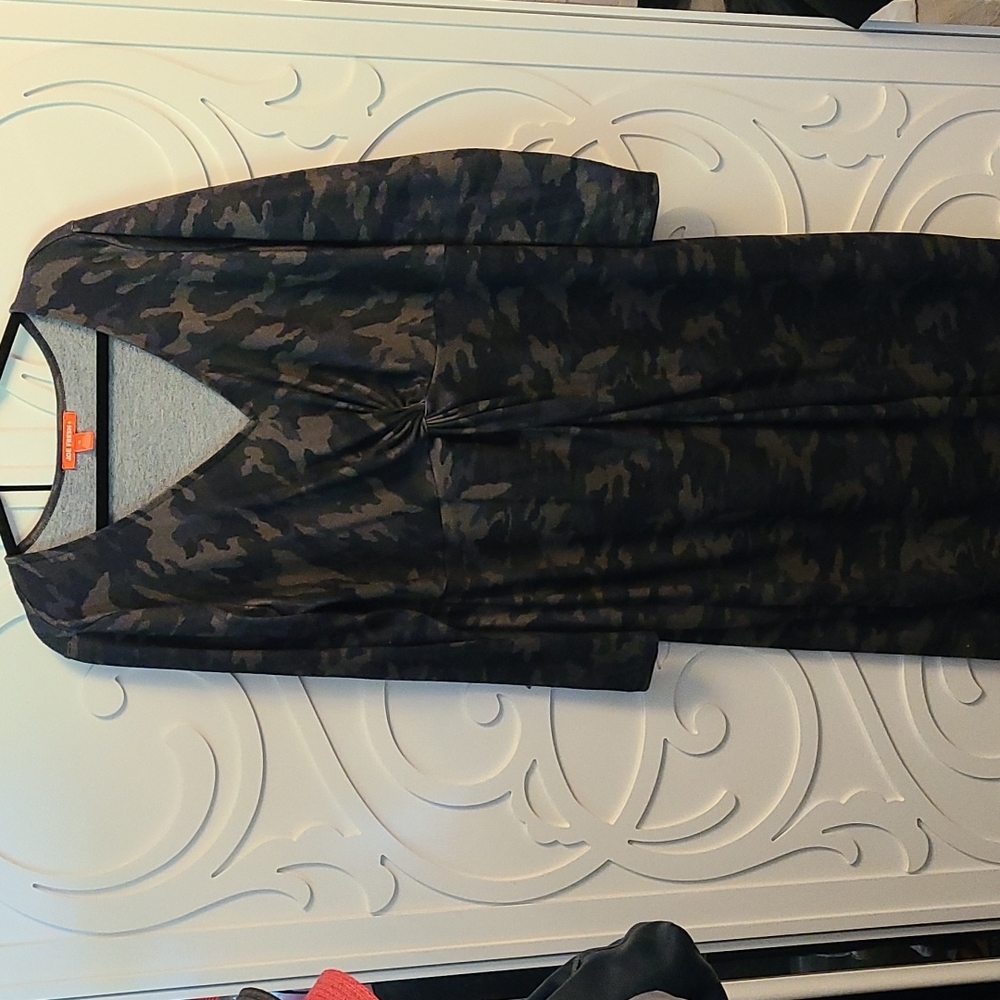 Camo Dress with Knot Detail - 1X
